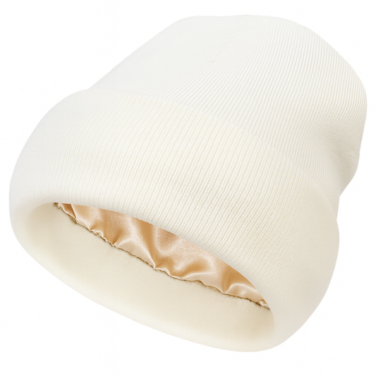 Satynowo Beanie "Śnieżna biel"