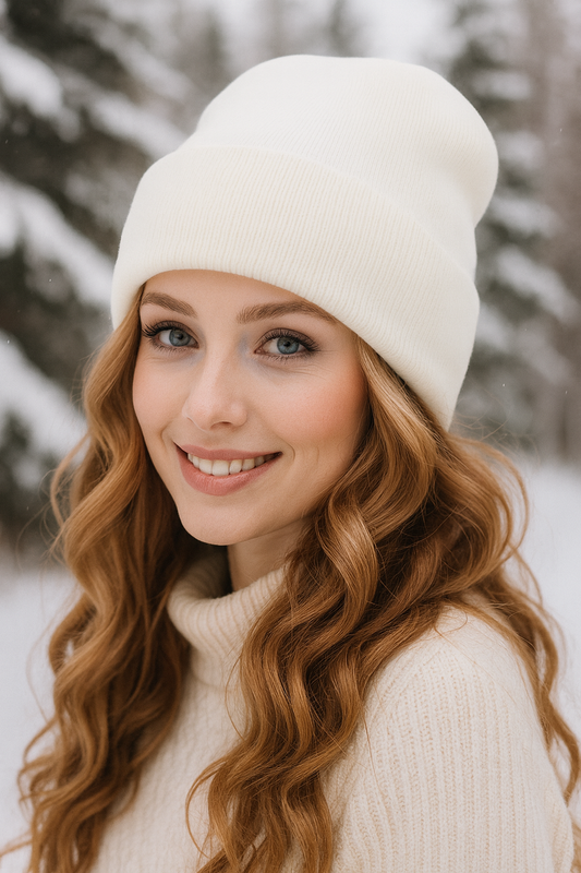 Satynowo Beanie "Śnieżna biel"